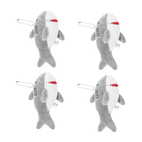 Garneck 4 Stücke Mini Plüsch Hai Schlüsselanhänger Weiche Stofftier Anhänger Niedliche Tierhandtaschen Anhänger Leichte Mini Kuscheltier Schlüsselhalter für Geburtstag Weihnachten von Garneck