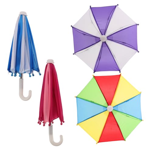 Garneck 4Stücke Puppenhaus Regenschirm Dekorative Puppenschirme Bunten Designs für Kreative Spielwelten Zubehör für Puppen und Dekoration von Garneck