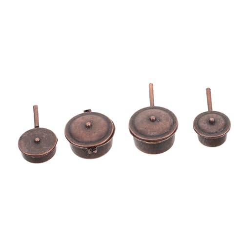 Garneck 4er Set Puppenhaus -Topf -Set Mini-Herde Miniaturmöbel Puppenhausmöbel Puppenhauszubehör Dekorative Miniaturtöpfe Von Simulationspfannen Dark Brown Metall von Garneck