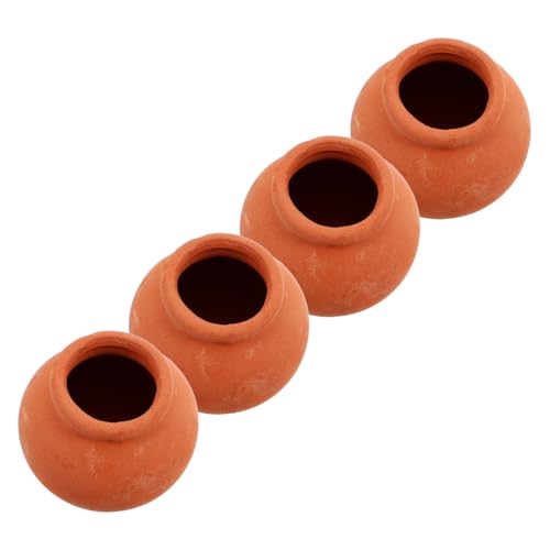 Garneck 4pcs Miniatur Kleine Töpfe Mini Blumentopf Dekoration Für Puppenhaus Esszimmer Zubehör Mini Garten Pflanzen DIY Desktop von Garneck