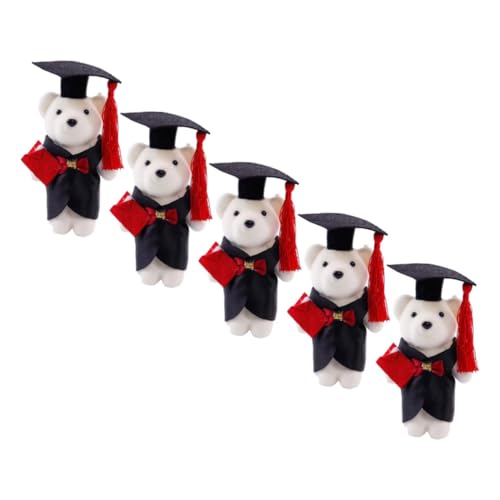 Garneck 5 Stück Abschlussfeier Der Puppe Dekoration Blumenstrauß Bär Geschmückter Bär Zum Abschluss Mini-stoffbären Abschluss Bär Mini-Paar Bären Diplom-bär Polyester von Garneck