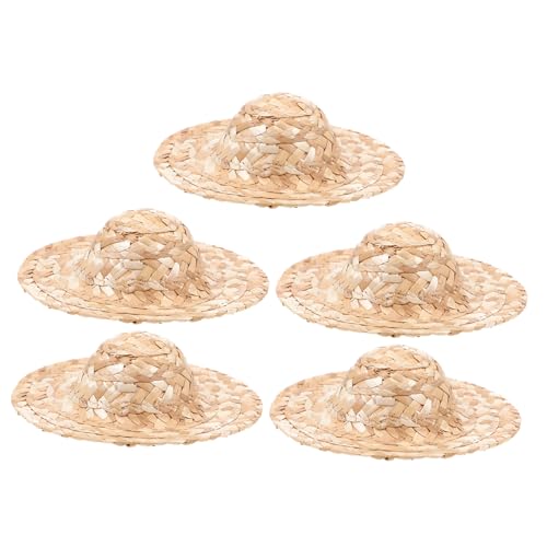 Garneck 5 Stück Handgefertigte Kleine Geflochtene Strohhüte Dekorative DIY Bastel Strohhut Ornamente Langlebig Geruchsneutral Kompakt für Basteln und Foto Requisiten von Garneck