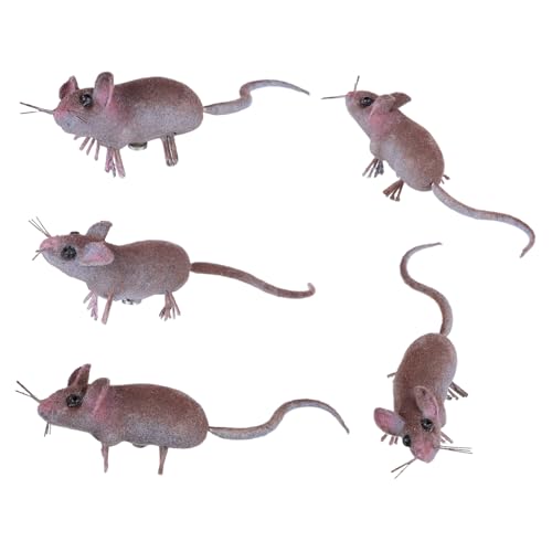 Garneck 5 Stück Insektenmausmodell realistische gefälschte Mäuse Mini Streich Mikrolandschaft Dekoration Tierfiguren Modellbau Figur realistische Mausfiguren Eisendraht von Garneck