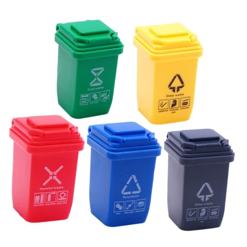 Garneck 5 Stück Mini-mülleimer Miniatur Winzig Klein Simulierter Mülleimer Behälter Schlank Kind Puppenhaus-mülleimer Mülleimer Schlafzimmer Puppenhausmüll Mini -mülldose Plastik von Garneck