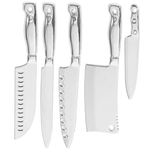 Garneck 5 Stück Puppenhauskombinationsmesser Miniatur Kochen Dekorationen Winzig Sachen Puppenhaus Küchenutensilien Lustiges Für Silver Legierung von Garneck