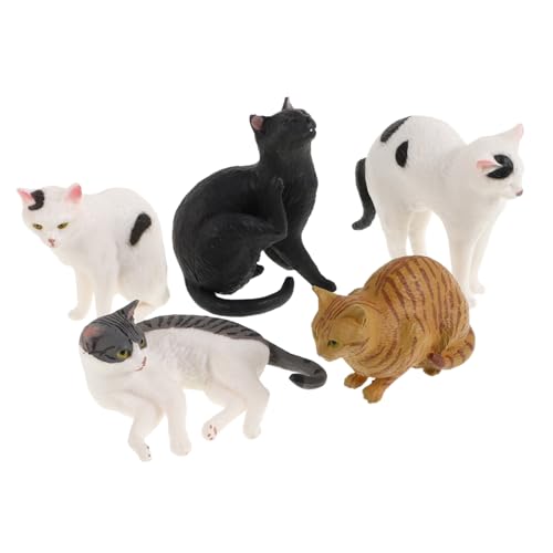 Garneck 5 Stück Teiliges Realistische Katzenfiguren aus Sicherem PVC Vielseitige Kätzchen für Fördert Motorische Fähigkeiten und Kreativität Dekorative Miniatur Katze Modelle Kindgerecht von Garneck