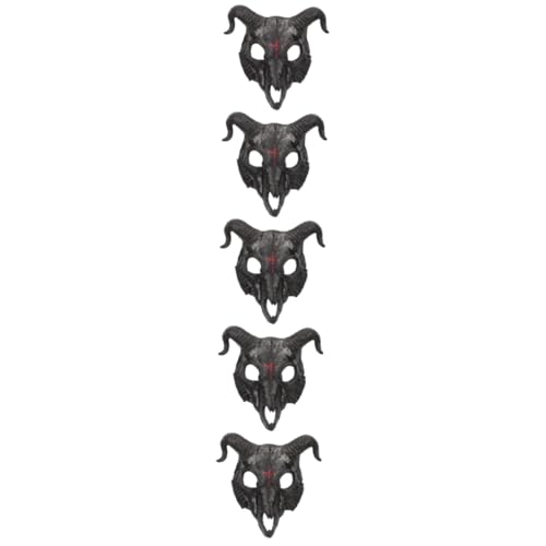 Garneck 5 Stück Ziegenmaske Halloween Kostüm PU Tiermaske mit Hörnern Elastisch Leicht Atmungsaktiv für Erwachsene Party Cosplay Festival von Garneck