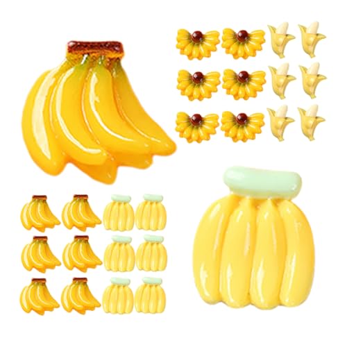 Garneck 50 Stück Mini-Bananen hart Kunst schälen ausgestopft Künstliche Früchte deko Bananenstütze Künstliche Bananen gefälschte Bananen simuliertes Obst Mini-Früchte Harz von Garneck