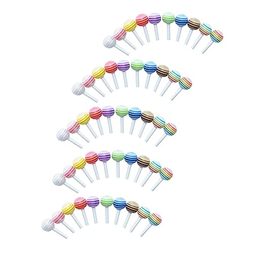 Garneck 50 Stück Miniatur Lollipops - Bunte Kunststoff-Süßigkeiten Für DIY Handwerk Und Puppenhaus Dekoration Perfekte Requisiten Für Kreative Bastelprojekte Und Spielzeugwelten von Garneck