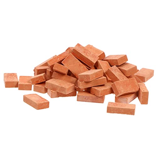Garneck 50 Stück Ziegelmodell Mini-Bastelsteine Dekorativ Mini -Hausziegel Puppenhausbauzubehör Miniaturziegel DIY Modellbau kleine Simulationsbausteine Sandtisch Ziegeldekore Ton Brown von Garneck