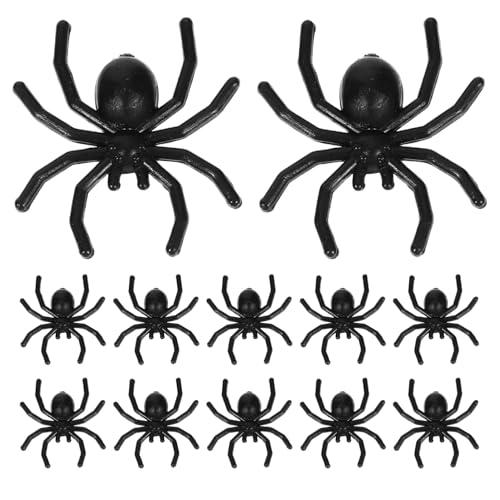 Garneck 500 Stück Halloween-Spinnen realistische Kunststoff-Spinnenspielzeuge gruselige Streich-Requisiten für Halloween-Partydekorationen Spukhaus Heimdekor Schwarz von Garneck