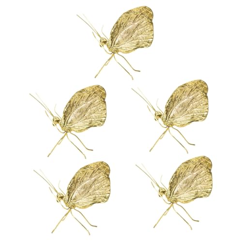 Garneck 5st Große Schmetterlingsverzierung Tischdekoration Mit Schmetterlingen Goldverzierung Miniaturspielzeug Miniaturfiguren Goldene Tischdekoration Geschenk Esstisch Tier von Garneck