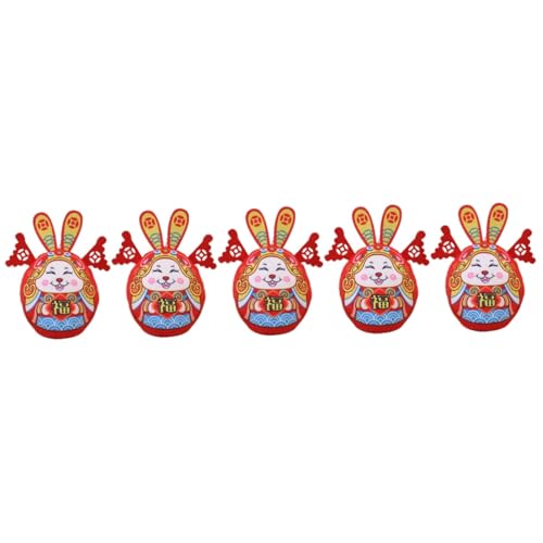 Garneck 5st Jahr des Kaninchen-plüschtiers Ausgestopftes Hasen-Maskottchen-Spielzeug Neujahr Dekor Zartes Hasenspielzeug Jahr des Hasenmaskottchens Schreibtisch Pp Baumwolle Puppe von Garneck