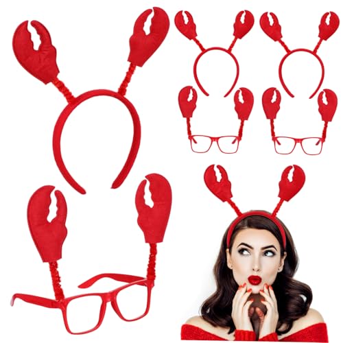 Garneck 6 Sätze Teiliges Karneval Stirnbänder mit Krabben Design Leichte Festival Sonnenbrillen und Kostüm Accessoires für Halloween und Weihnachtsfeier Wiederverwendbar und zu Tragen von Garneck