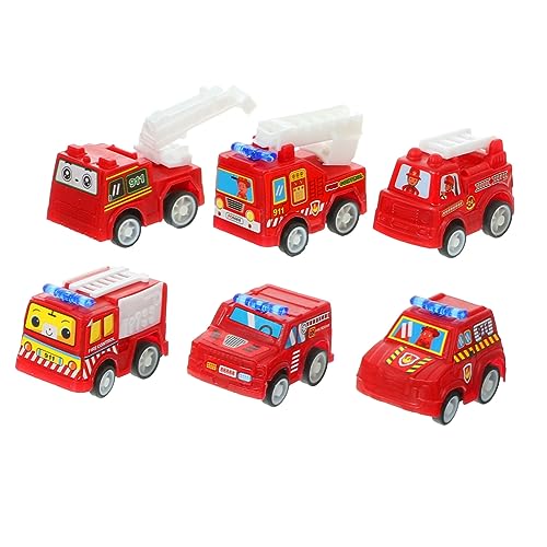 Garneck 6 Stück Auto zurückziehen puppenwagen kinderspielzeug Auto Spielzeugauto Partygeschenk Junge Bauauto Autospielzeug aus Kunststoff Plastik rot von Garneck