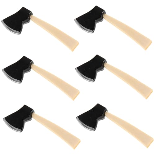 Garneck 6 Stück Axenmodell für Gartenwerkzeuge für Halloween Dekoration Holzaxt Modell Puppenhaus Sammlerstück Holzgriff Beil Mini- Mini-Pflanzenspielzeug Legierung von Garneck
