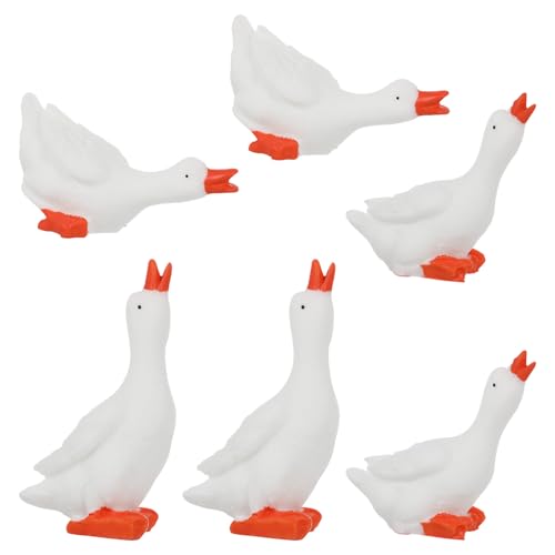 Garneck 6 Stück Gans Figurine Niedliche Harz Statue für Garten und Desktop Kleine Tierfiguren für Kreative Mikrolandschaften Leicht und Platzsparend von Garneck