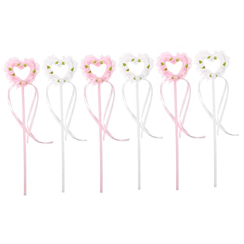 Garneck 6 Stück Hexenstab heeloween Fairy Wand kinderspielzeug spielzeuge spielsachen für glinet Schleife Stöcke Party-Cosplay-Fee-Zauberstäbe Zauberstäbe für Mädchen Schaum von Garneck
