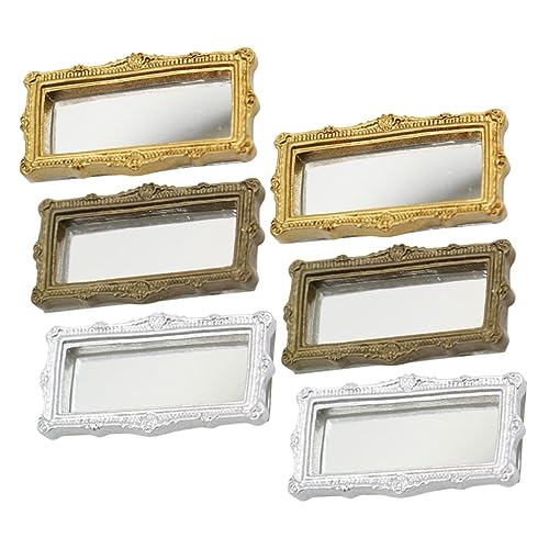Garneck 6 Stück Klassisches Spiegelzubehör Puppenhauszubehör Kleiner Spiegel für Mini-Spiegel-Ornamente Miniaturspiegel für Mini-Spiegel für Puppenhäuser Harz von Garneck