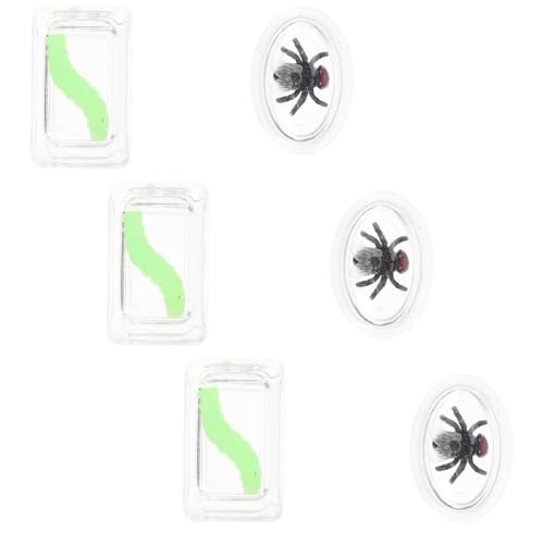 Garneck 6 Stück Kniffliger Ice Cube Bug Eiswürfel Falsches Streich Kinderspielzeug Gefälschte Fehler Fälschung Krabbelspielzeug Raupe Vorgeben Insekt Realistisches Plastik von Garneck