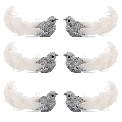Garneck 6 Stück Künstlicher Federvogel Kleine Vögel Zum Basteln Baumschmuckvögel Outdoor -vogeldekorationen Vogeldekorationen Für Party Baum-Vogel- Falsche Vögel Schaum Silver Garneck 6 Stück Künstlicher Federvogel Kleine Vögel Zum Basteln Baumschmuckvögel Outdoor -vogeldekorationen Vogeldekorationen Für Party Baum-Vogel- Falsche Vögel Schaum Silver von Garneck