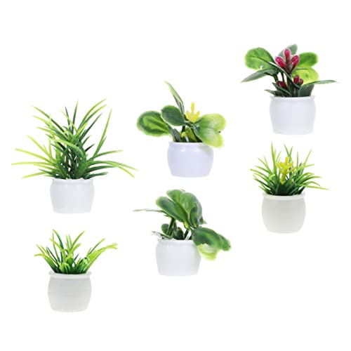 Garneck 6 Stück Mini Pflanzen Modell Teilig Dekorative Pflanzen Figuren für Puppenhaus und Garten Lebensnahe Kunstpflanzen für Kreative Deko für Modelleisenbahnen von Garneck