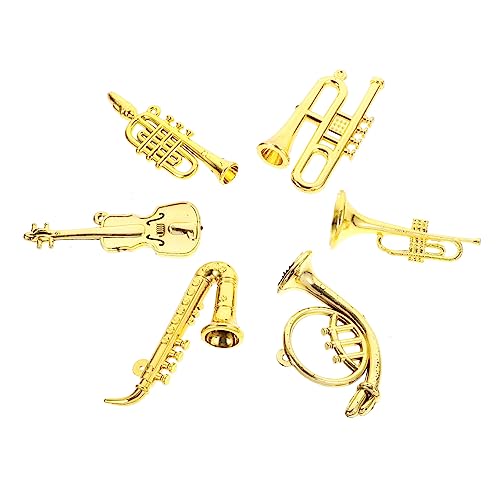 Garneck 6 Stück Mini-musikinstrumentenmodell Puppe Klein Party Realistisch Miniaturen Musical Trompete Miniaturinstrumente Instrumentensatz Golden Plastik von Garneck