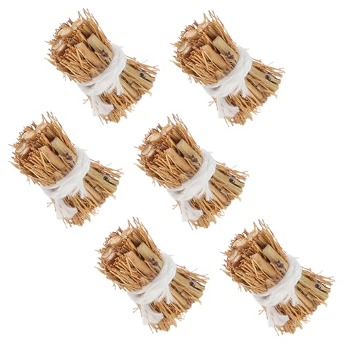 Garneck 6 Stück Miniatur -Gras -brennholz -stapelmodell Miniatur-kunstheu Kleine Heuballen Zum Dekorieren Partei Schmücken Mini-heuhaufen-Dekorationen Miniatur-heuballen Falsches Heu Khaki von Garneck