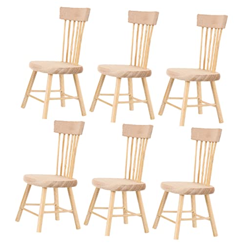 Garneck 6 Stück Modell Eines Holzstuhls Miniaturen Puppe Bausätze Ästhetisch Modell Kleine Holzstühle Miniaturstuhl Aus Holz Mini-möbelverzierung Mini-stuhlverzierung von Garneck