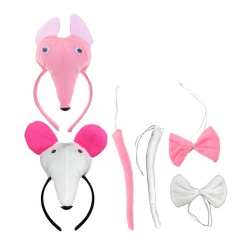 Garneck 6 Stück Mouse Cosplay Haarreifen Tierohren Stirnband für Halloween Geburtstag Party Vielseitiges Kostümzubehör für Altersgruppen von Garneck