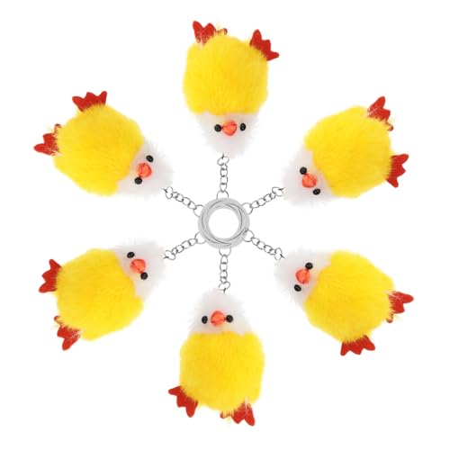 Garneck 6 Stück Plüsch Küken Anhänger Mini Plüsch Huhn Flauschige Tier Schlüsselanhänger Hühner Anhänger Schlüsselanhänger Ausgestopfte Hühnerpuppe Hühnerspielzeug Für Mini von Garneck