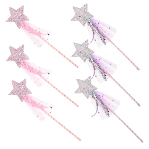 Garneck 6 Stück Teiliges Feenstab für Mädchen Glitzer Sternstäbe Leichter Prinzessin Zauberstab für Party und Cosplay Requisiten für Geburtstage und Halloween von Garneck