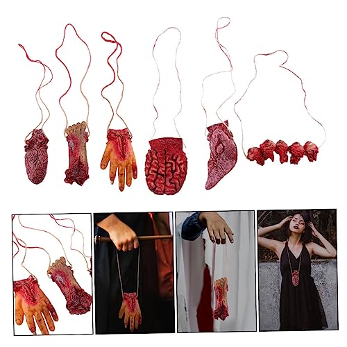 Garneck 6 Stück Teiliges Halloween Deko mit Realistischen Blutigen Abgetrennten Körperteilen Hand Fuß Organ zum Aufhängen Gruselige Horror Requisiten für Spukhaus und Party Garneck 6 Stück Teiliges Halloween Deko mit Realistischen Blutigen Abgetrennten Körperteilen Hand Fuß Organ zum Aufhängen Gruselige Horror Requisiten für Spukhaus und Party von Garneck