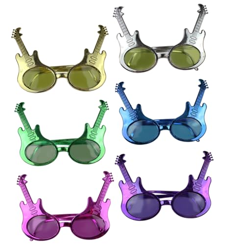 Garneck 6 Stück Teiliges Partybrillen Lustigem Gitarren design Bunte Kostüm accessoires für Musikfestivals Karneval und Tanzveranstaltungen Auffällige Scherzbrillen für Zufällige Farbe von Garneck