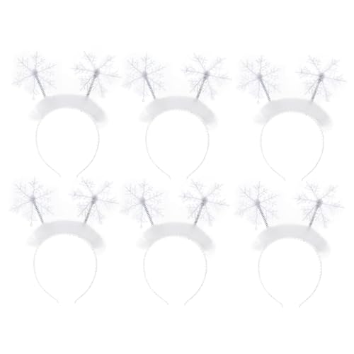 Garneck 6 Stück Teiliges Schneeflocken Haarreifen Weiß Weihnachtskopfschmuck Festlicher Haarschmuck für Party Karneval Weihnachten Cosplay von Garneck