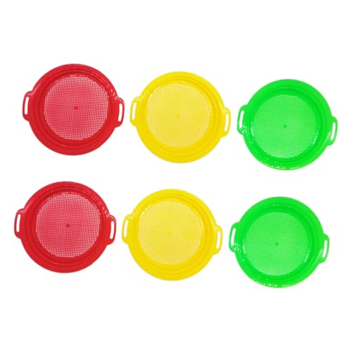 Garneck 6 Stück Teiliges Strand Sandsieb aus Langlebigem Kunststoff Bunte Sandsichter für Leicht und Tragbar für Kreatives Am Strand und Sandkasten Rot Gelb Grün von Garneck