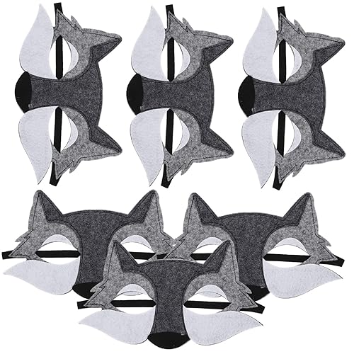 Garneck 6 Stück Teiliges Wolf Masken Gesicht Tier Maske für Halloween Cosplay und Kostümparty Robust Atmungsaktiv für Erwachsene und Geeignet von Garneck