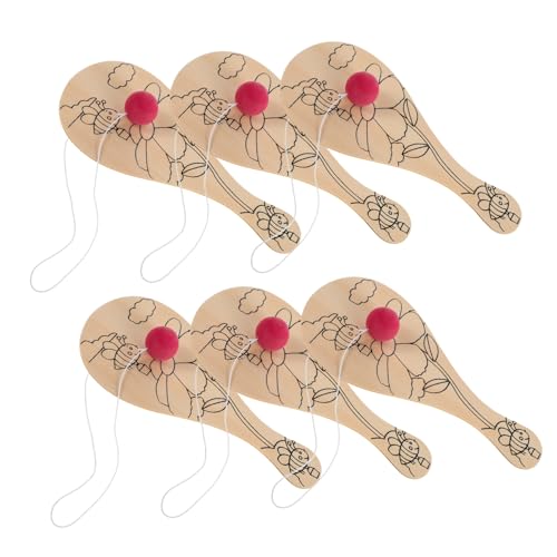 Garneck 6-teiliges Handbemaltes Holz-paddelball-Set Für Kinder, Basteln, Malen, Graffiti, Füllfarbe, Schlägerspielzeug Für Familienfeiern Und Feiertagsdekorationen Garneck 6-teiliges Handbemaltes Holz-paddelball-Set Für Kinder, Basteln, Malen, Graffiti, Füllfarbe, Schlägerspielzeug Für Familienfeiern Und Feiertagsdekorationen von Garneck