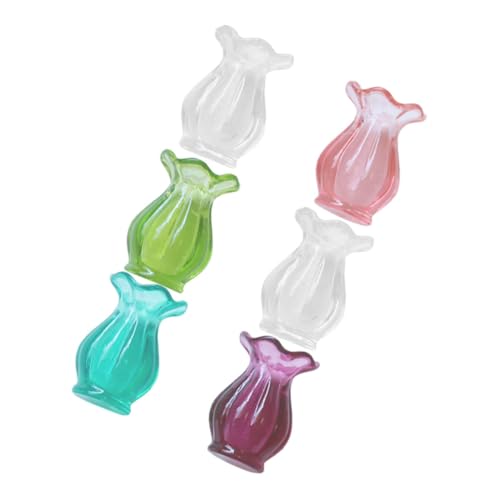 Garneck 6Stücke Blumenvase Puppenhaus Dekorationszubehör Kleine Vasen Für Mikrolandschaften Modelle Und DIY Projekte Rote Weiße Grüne von Garneck