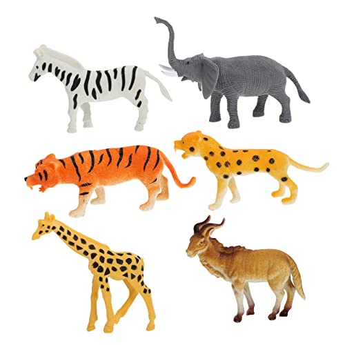 Garneck 6Stücke Wildtiermodell Teiliges Realistische Tierfiguren für Pädagogisches für Kreatives und Lernen Tiger Elefant Panther Giraffe Zebra von Garneck