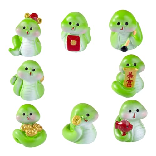 Garneck 8 Stück Miniatur Schlangenfiguren aus Resin Teiliges DIY Dekoration für Schreibtisch Bücherregal Auto Kompakte Bereiche Pflegeleichte Tierornamente in Gemischtem Stil von Garneck