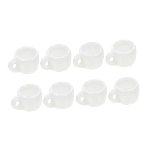 Garneck 8 Stück Tassen Weiße Mini Becher für Puppenhaus Zubehör Praktische und Dekorative Mini Kaffeetassen für Rollenspiele von Garneck