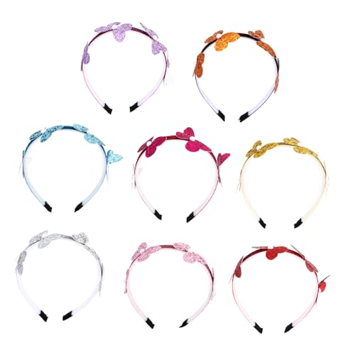 Garneck 8 Stück Teiliges Haarband mit Perlen und Schmetterlingen Rutschfestes Party Haarschmuck für Mädchen Bunte Stirnbänder für Geburtstagsfeiern und Kostümfeste von Garneck