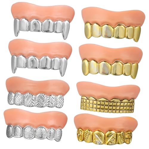 Garneck 8 Stück Zahnarztprotokoll Falsche Zähne Hässlich Kind Erwachsene Schlechte Zähne Vortäuschen Cosplay Halloween Gefälschte Scharfe Zähne Lustig Reißzähne Party PVC von Garneck
