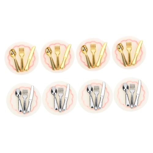 Garneck 8Er Set Mini Modellpuppen Spielzeugküche Puppenhauszubehör Spielzeughaus Löffel Servierutensilien Schaufeln Besteck Miniaturschüsseln Mini Küchenzubehör Mini Teller von Garneck