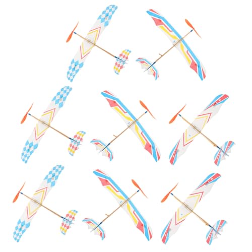 Garneck 8 Stück Gummiband Flugzeug Modell für Kinder Einfaches Segelflugzeug Spielzeug für Draußen für Jungen Flugzeugspielzeug für Garten und Party von Garneck