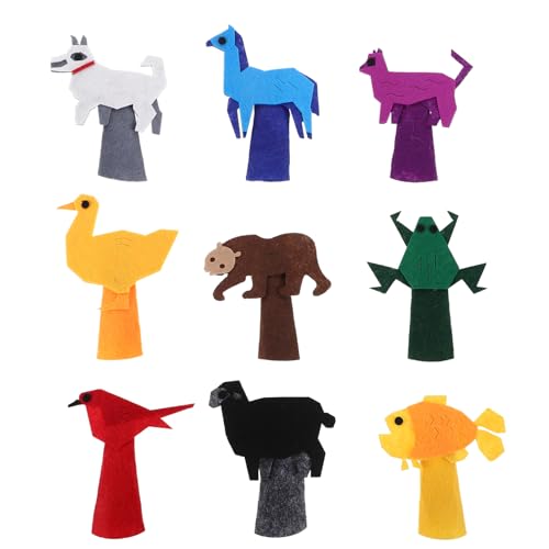 Garneck 9 Stück Cartoon Animal Puppet Tierpuppen Fingerpuppen Tier Puppen Für Fingerpuppen in Tierform Kleinkindspielzeug Familie Fingerpuppen Puppe Spürte Gefühlt von Garneck