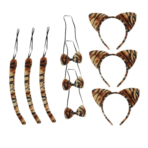 Garneck 9 Stück Tiger Kostüm für Animal Headband und Fliege Weiches Stoffmaterial für Kostümparty Halloween und Karneval Cartoon Performance Zubehör von Garneck