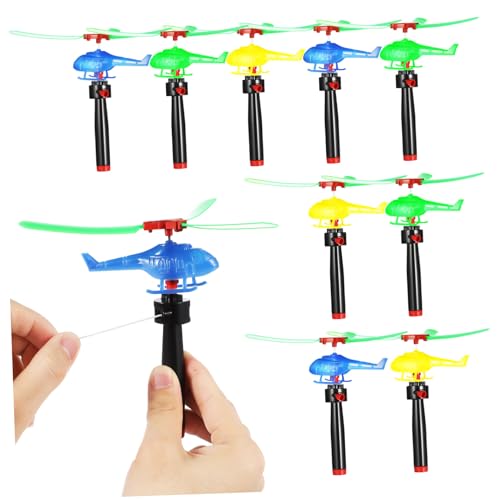 Garneck 9 Stücke Fliegende Hubschrauber Spielzeug für Kinder Outdoor Flugspielzeug mit Zugschnur Lustige Hubschrauber Figuren für Partys und Freizeitaktivitäten von Garneck