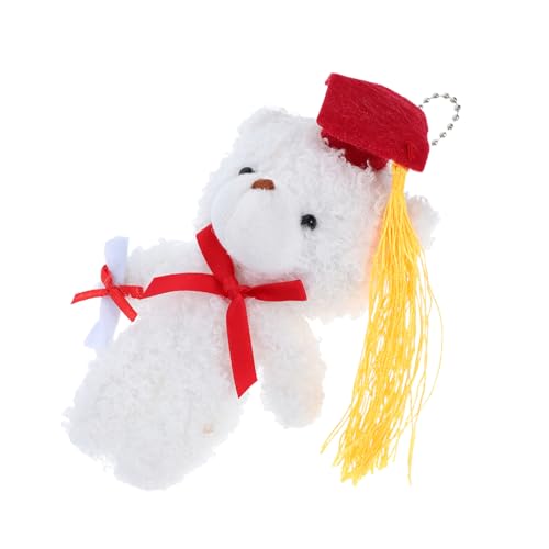 Garneck Abschlusssaison Dr. Bär Abschlussbär-Dekoration Abschluss Stofftier Bär DIY Abschlussdeko Plüsch Abschlussschlüsselkettenplüsch College -Abschlussplüsch PP Baumwolle Weiß von Garneck